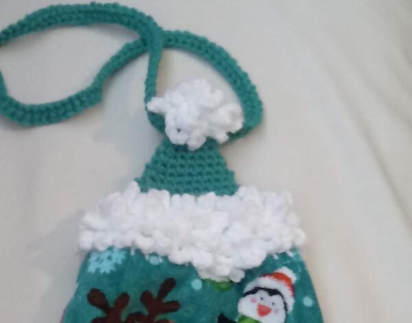 An example of a finished Santa Hat Towel Topper