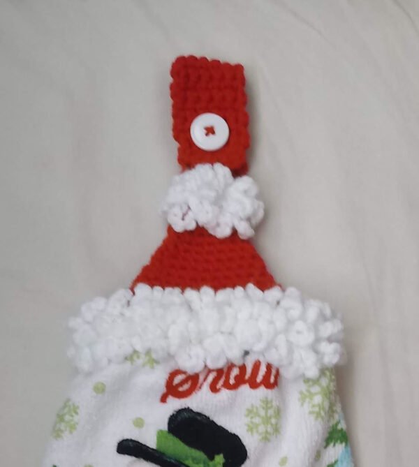 An example of a finished Santa Towel Topper