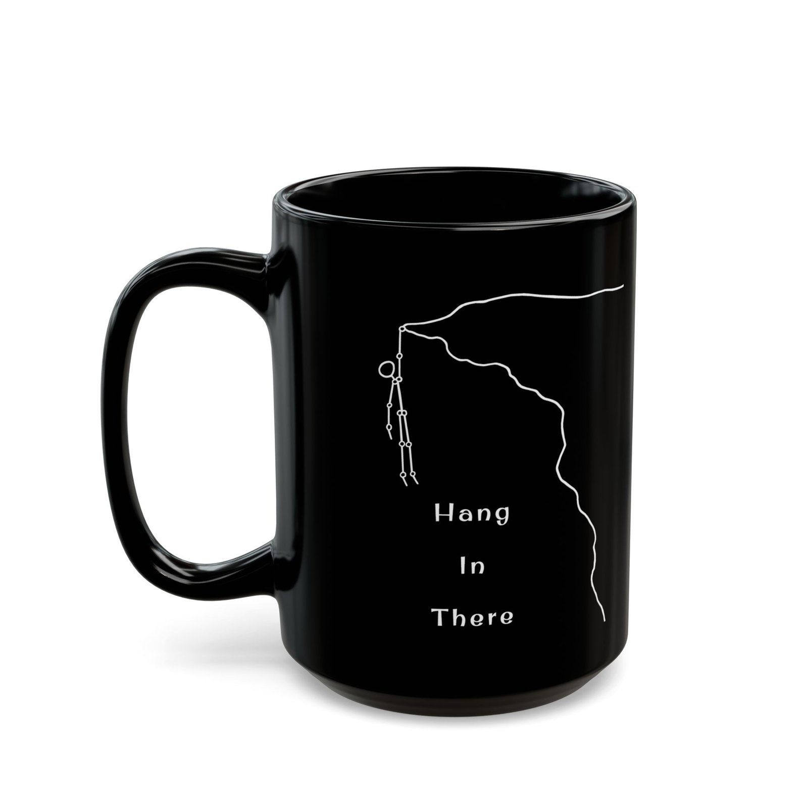 Hang In There Black Mug — 11oz & 15oz Inspirational Coffee Cup - Image 5