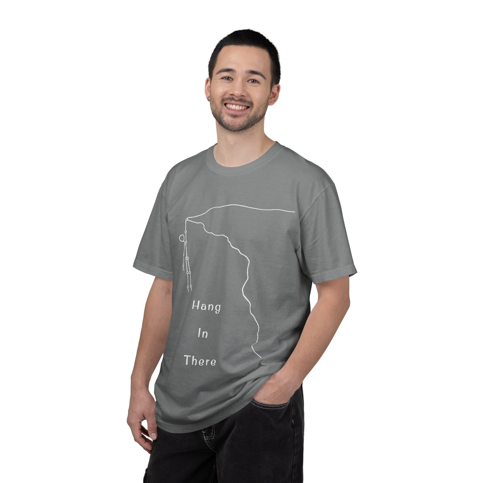 Hang In There line art Cliffhanger T-shirt | Minimalist Motivational Tee - Image 15