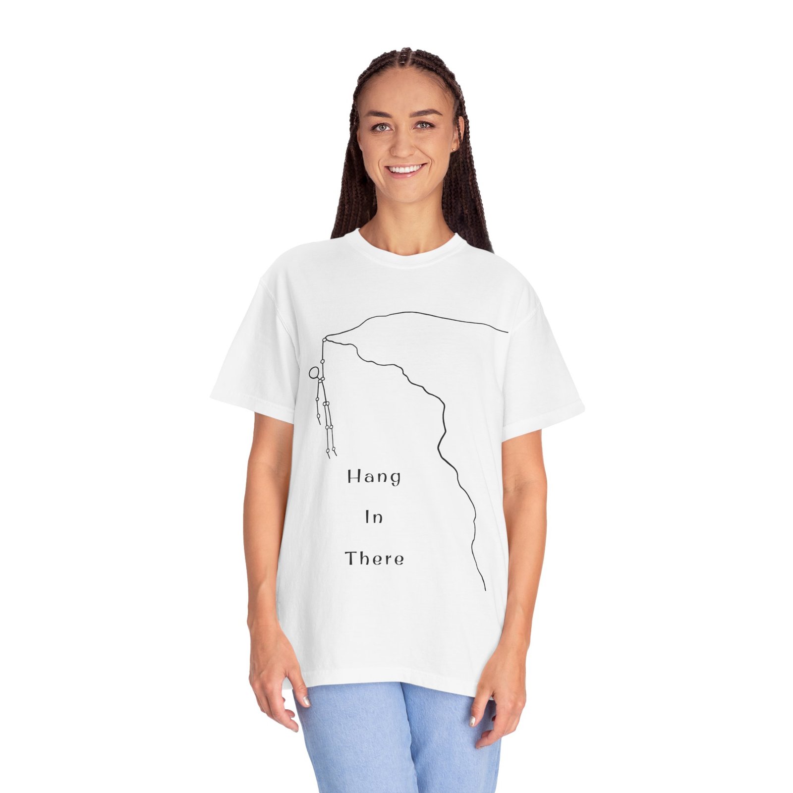 Hang In There line art Cliffhanger T-shirt | Minimalist Motivational Tee - Image 44