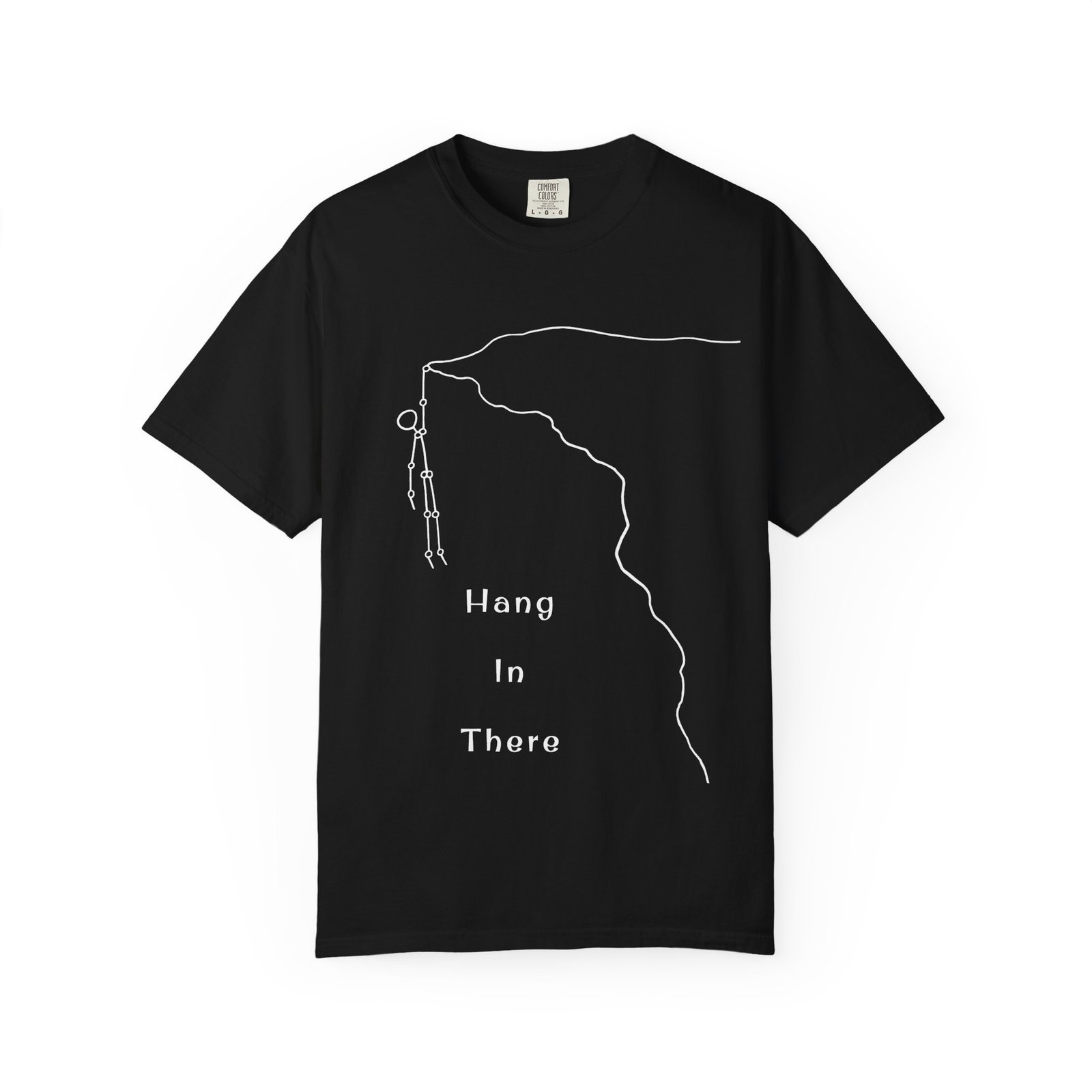 Hang In There line art Cliffhanger T-shirt | Minimalist Motivational Tee