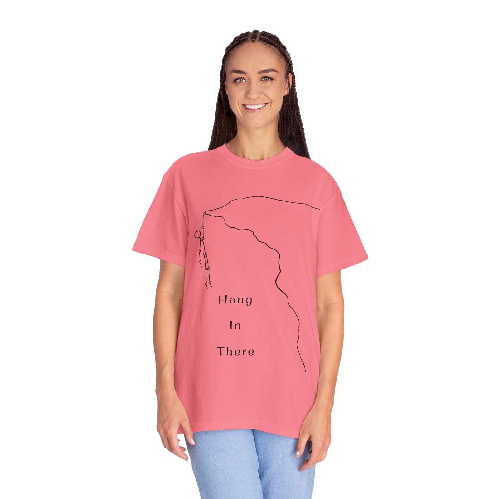 Hang In There line art Cliffhanger T-shirt | Minimalist Motivational Tee - Image 47