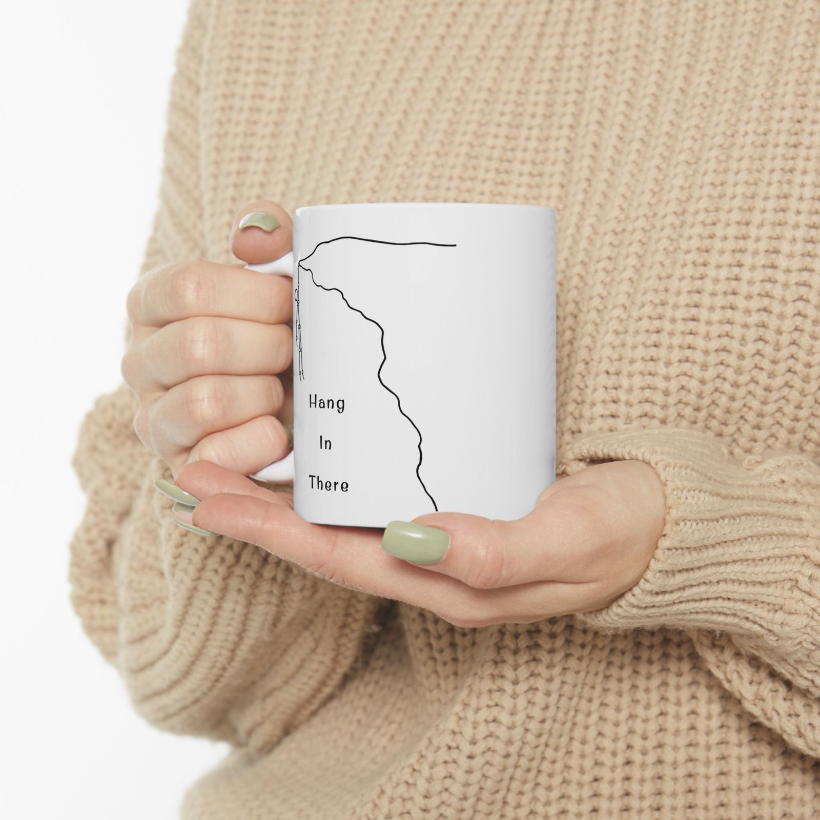 Hang In There Coffee Mug — Minimal Line Art Ceramic Mug (11oz, 15oz) - Image 3