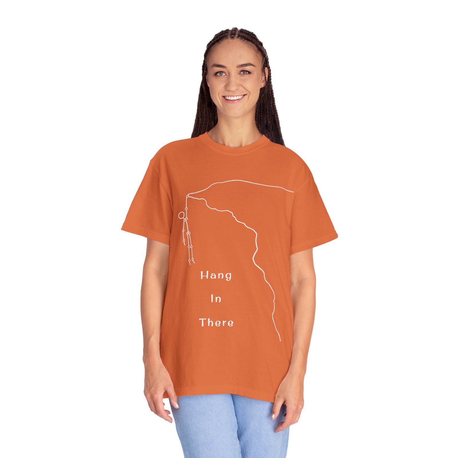 Hang In There line art Cliffhanger T-shirt | Minimalist Motivational Tee - Image 8