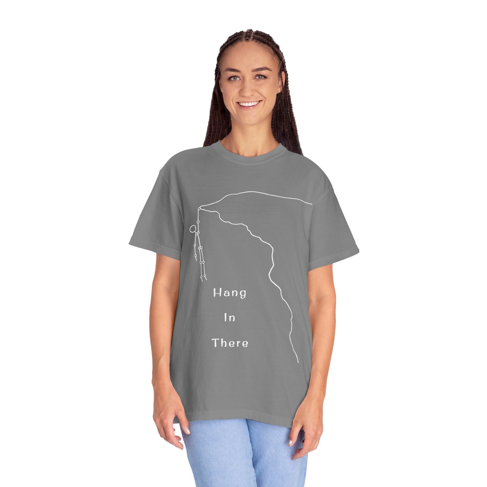 Hang In There line art Cliffhanger T-shirt | Minimalist Motivational Tee - Image 14
