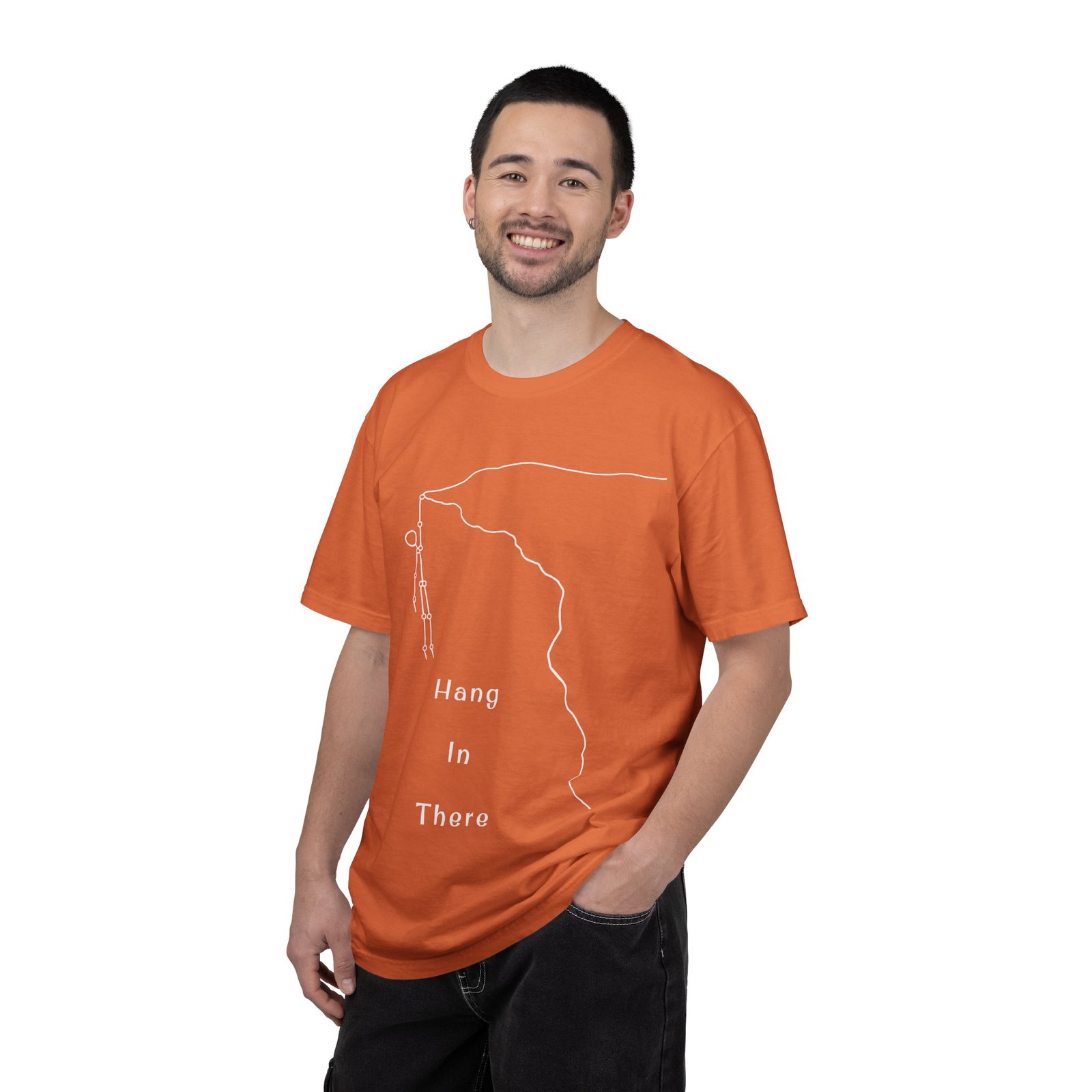 Hang In There line art Cliffhanger T-shirt | Minimalist Motivational Tee - Image 9