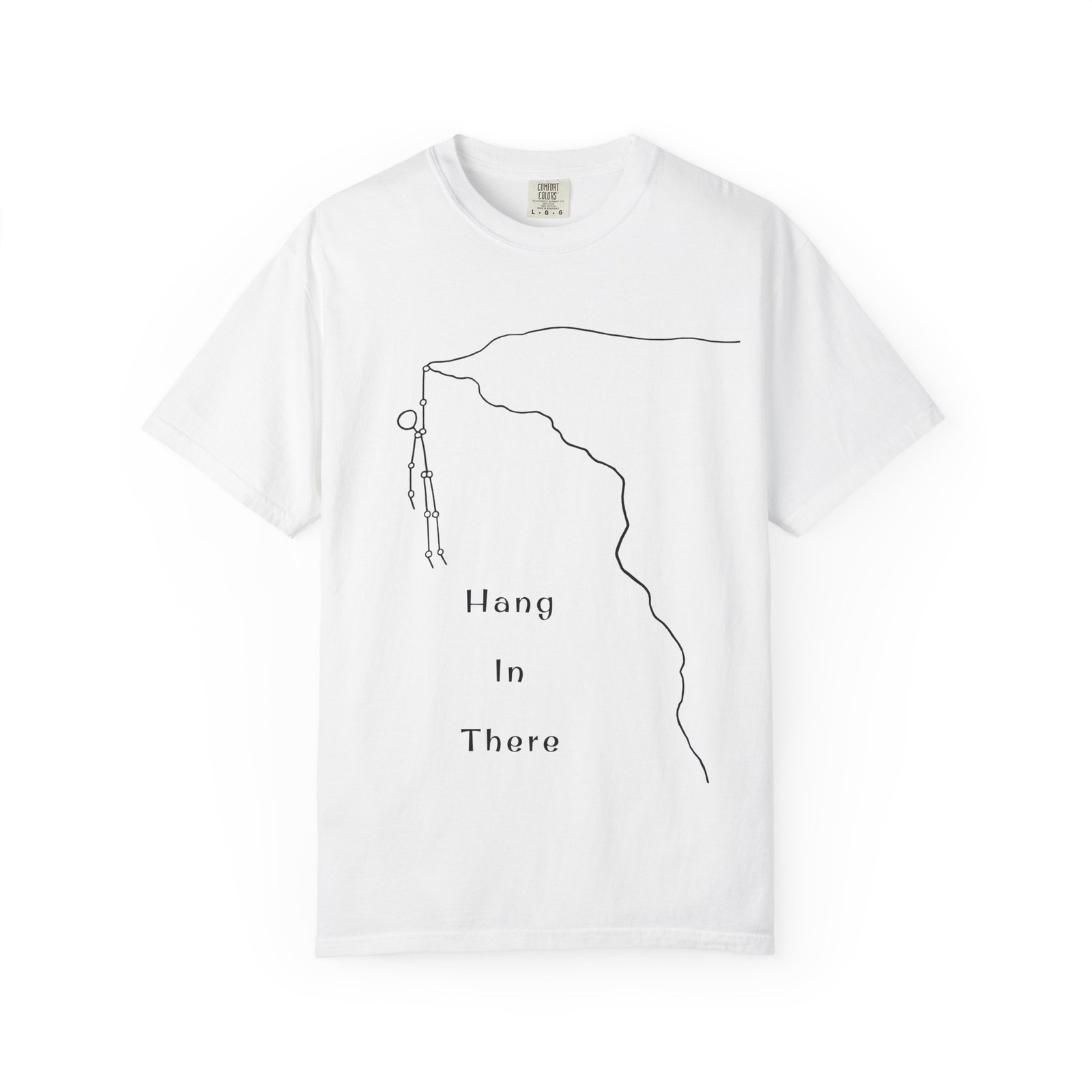 Hang In There line art Cliffhanger T-shirt | Minimalist Motivational Tee - Image 43