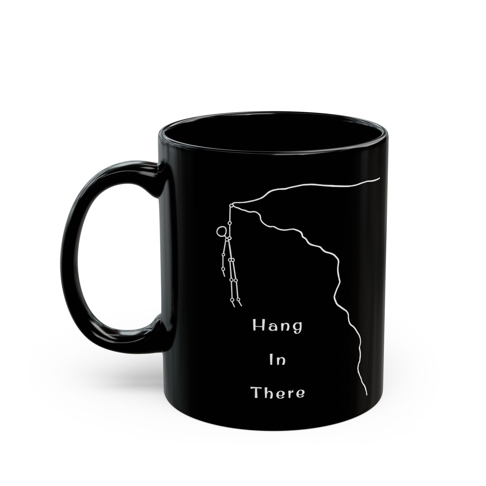 Hang In There Black Mug — 11oz & 15oz Inspirational Coffee Cup - Image 3