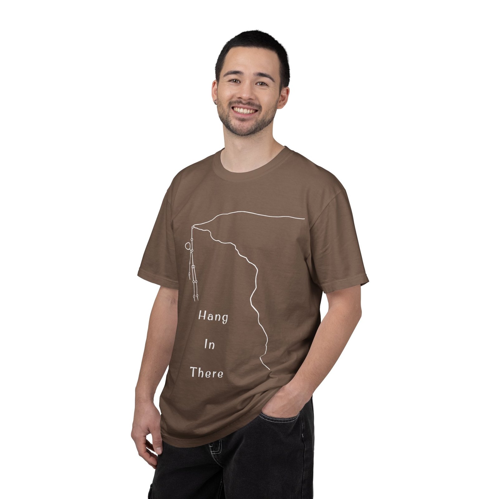 Hang In There line art Cliffhanger T-shirt | Minimalist Motivational Tee - Image 12
