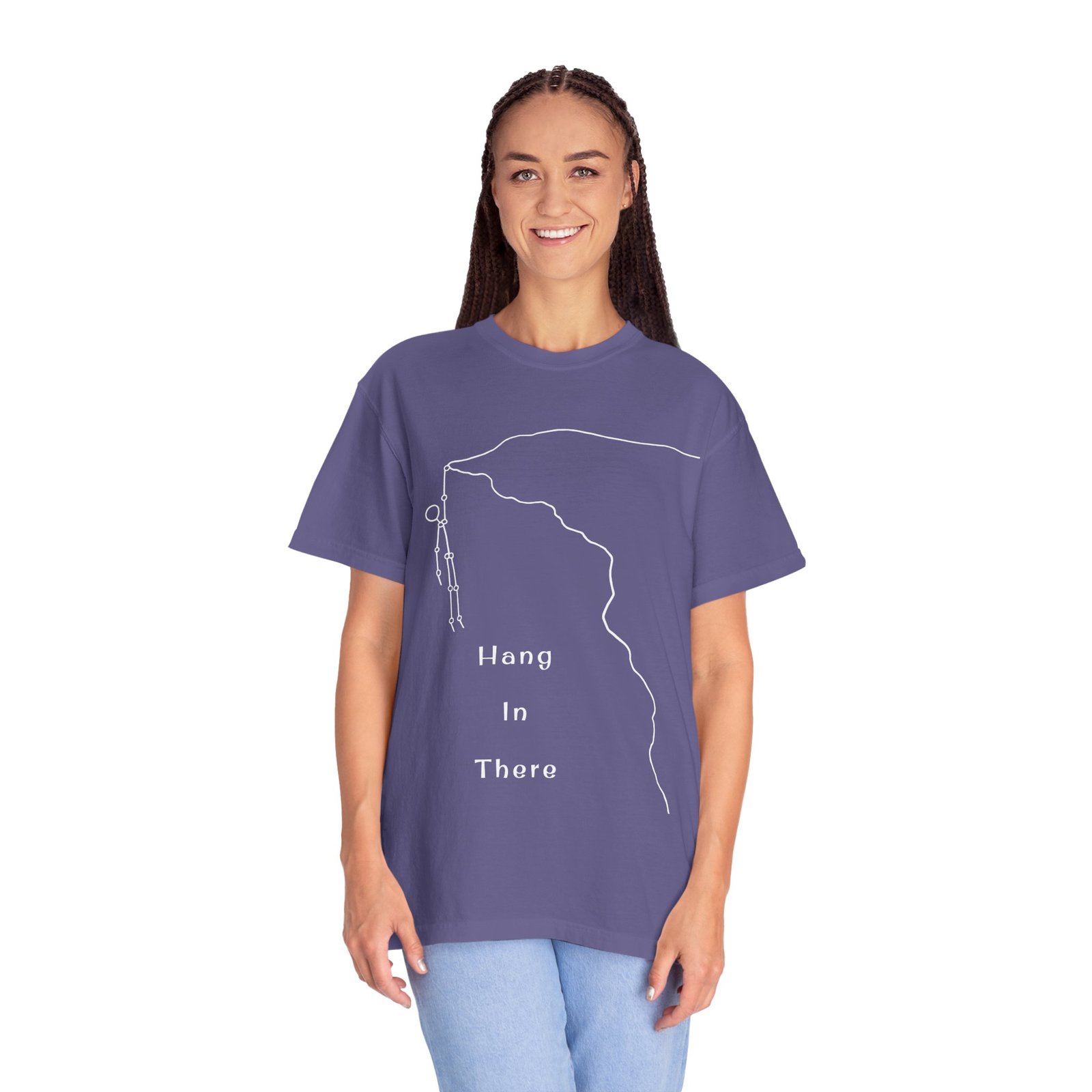 Hang In There line art Cliffhanger T-shirt | Minimalist Motivational Tee - Image 35