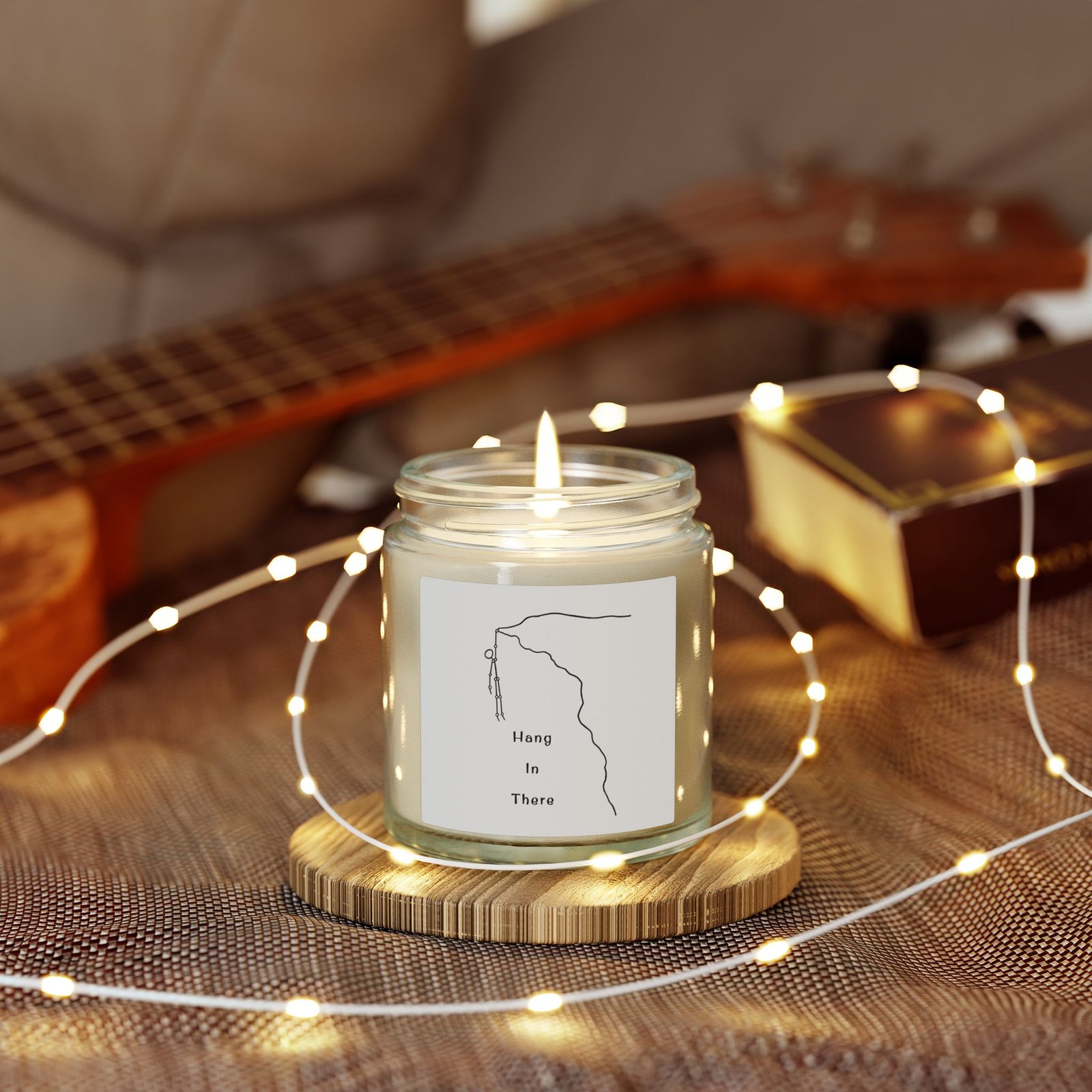 Coconut Apricot Scented Candle (4oz/9oz) — "Hang In There" Inspirational Jar