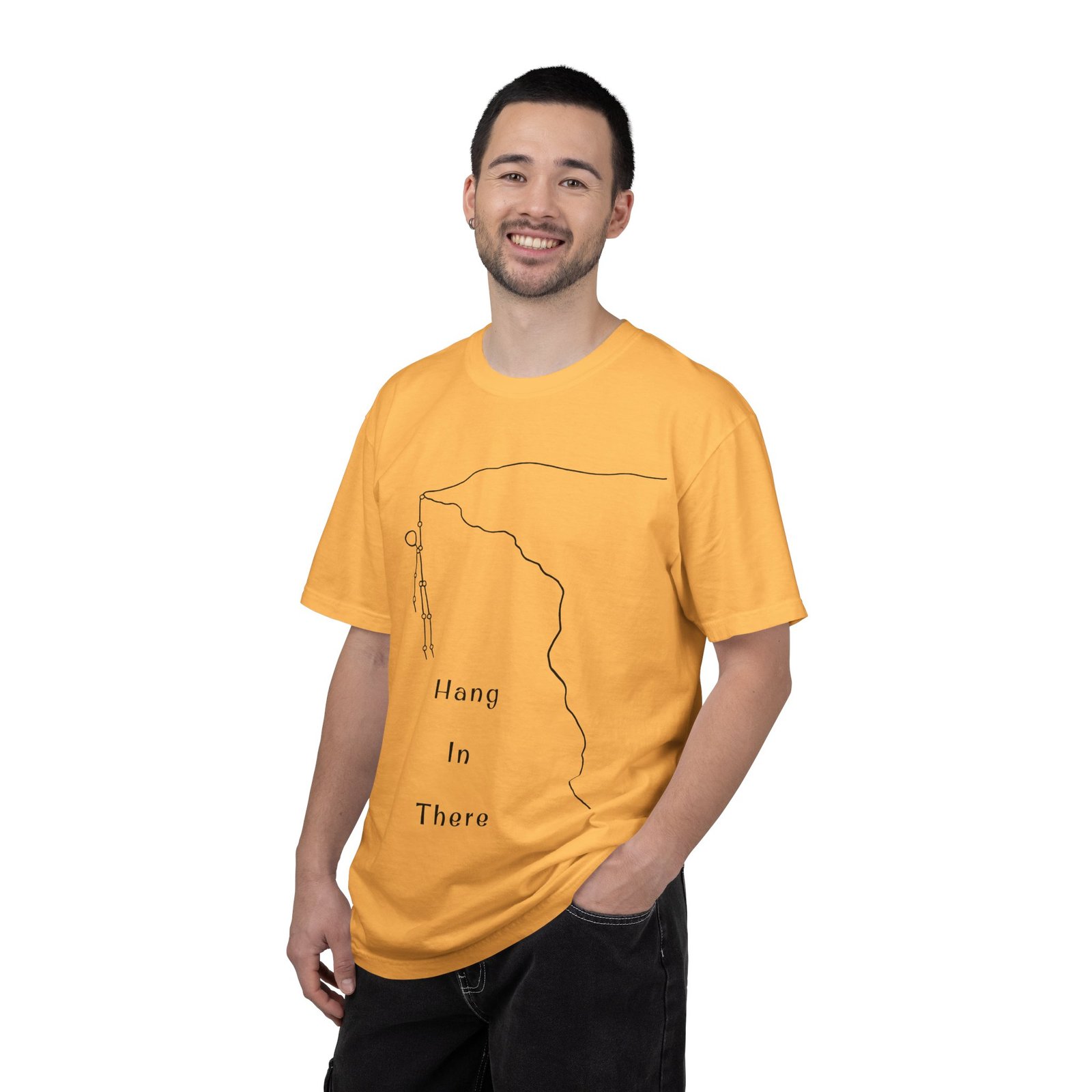 Hang In There line art Cliffhanger T-shirt | Minimalist Motivational Tee - Image 6