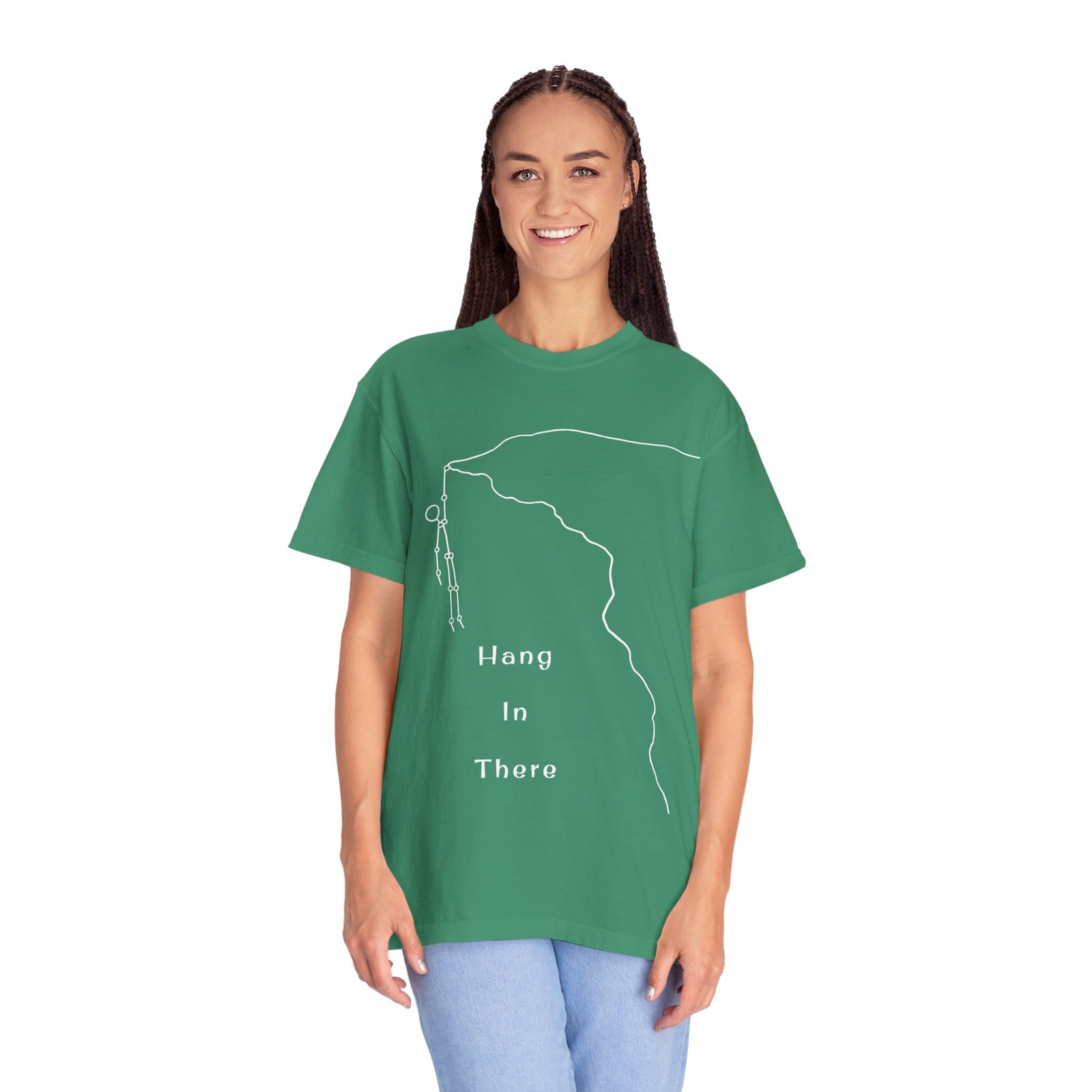 Hang In There line art Cliffhanger T-shirt | Minimalist Motivational Tee - Image 20