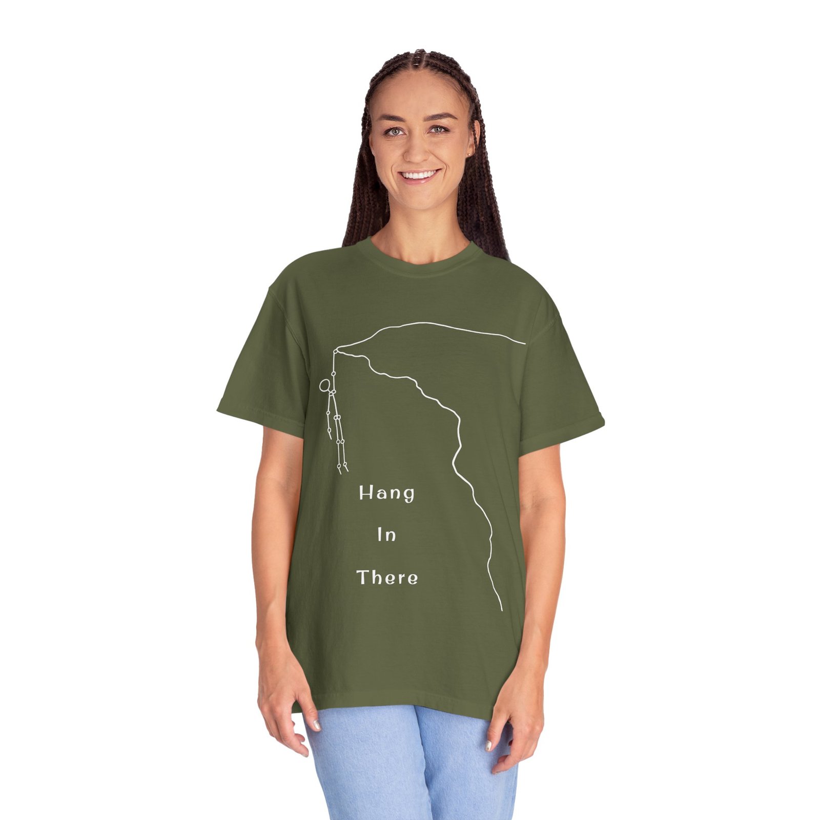 Hang In There line art Cliffhanger T-shirt | Minimalist Motivational Tee - Image 17