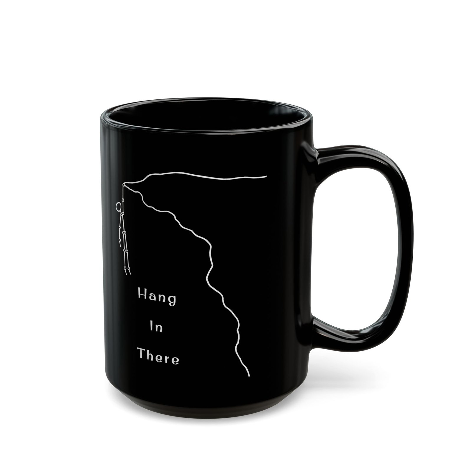 Hang In There Black Mug — 11oz & 15oz Inspirational Coffee Cup - Image 4