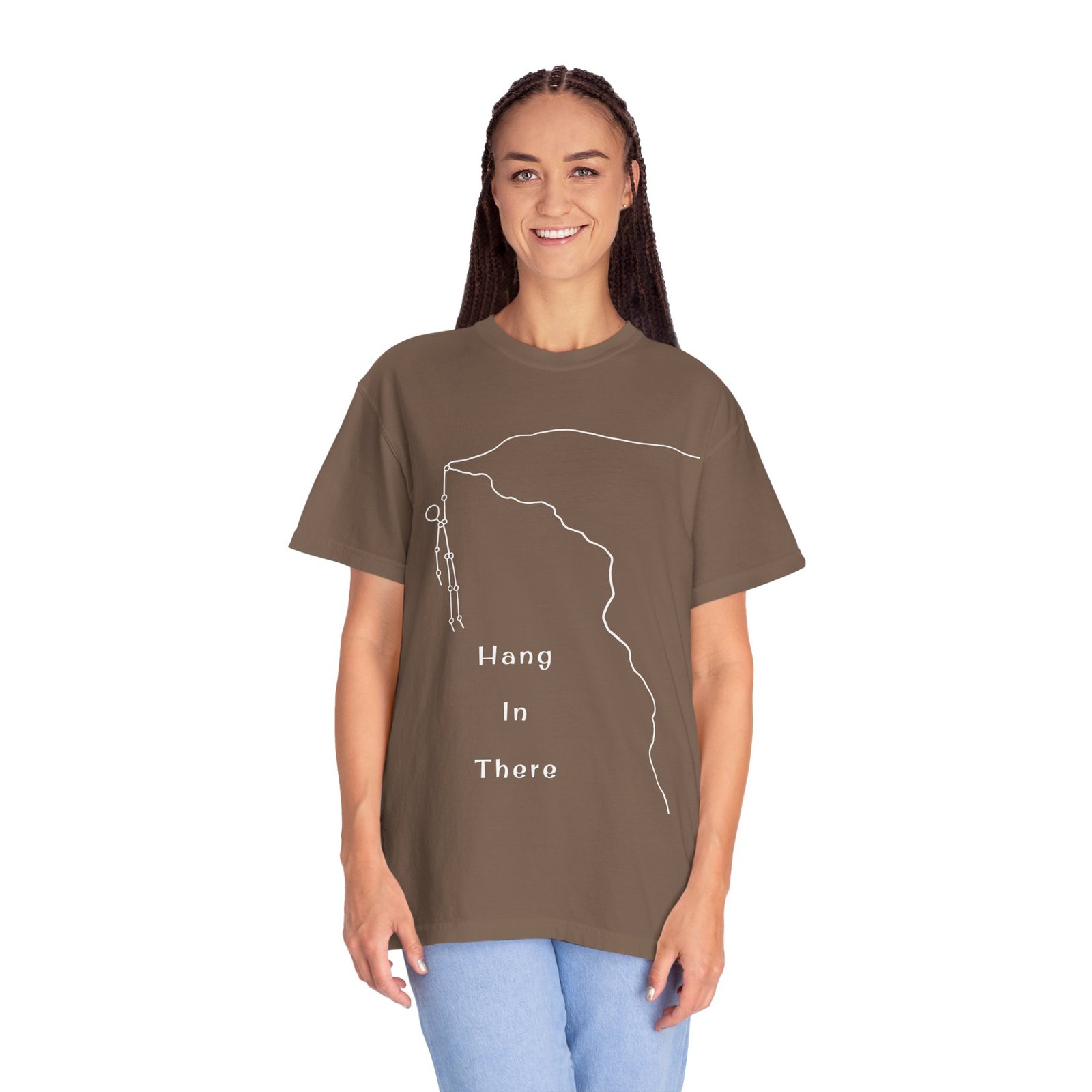 Hang In There line art Cliffhanger T-shirt | Minimalist Motivational Tee - Image 11