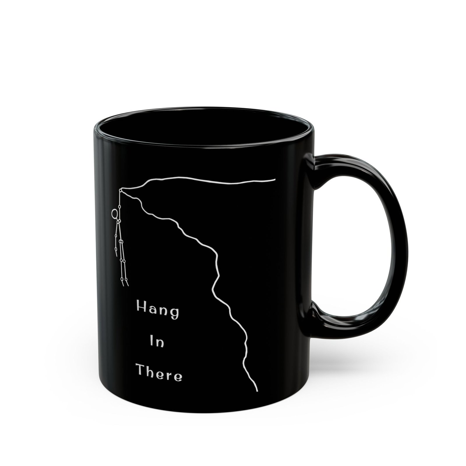 Hang In There Black Mug — 11oz & 15oz Inspirational Coffee Cup - Image 2