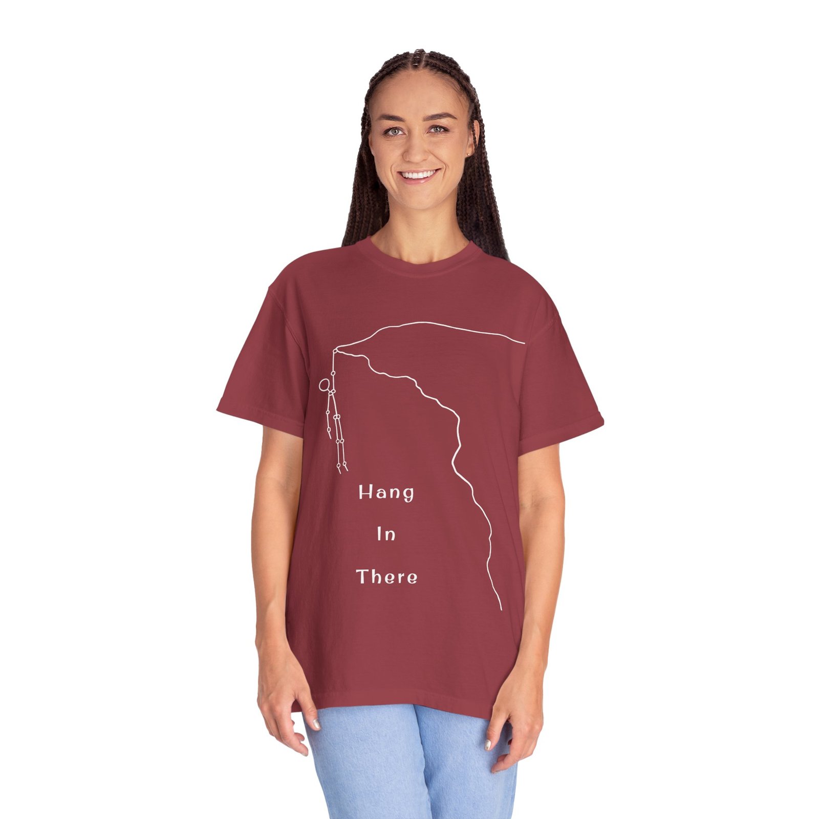 Hang In There line art Cliffhanger T-shirt | Minimalist Motivational Tee - Image 38