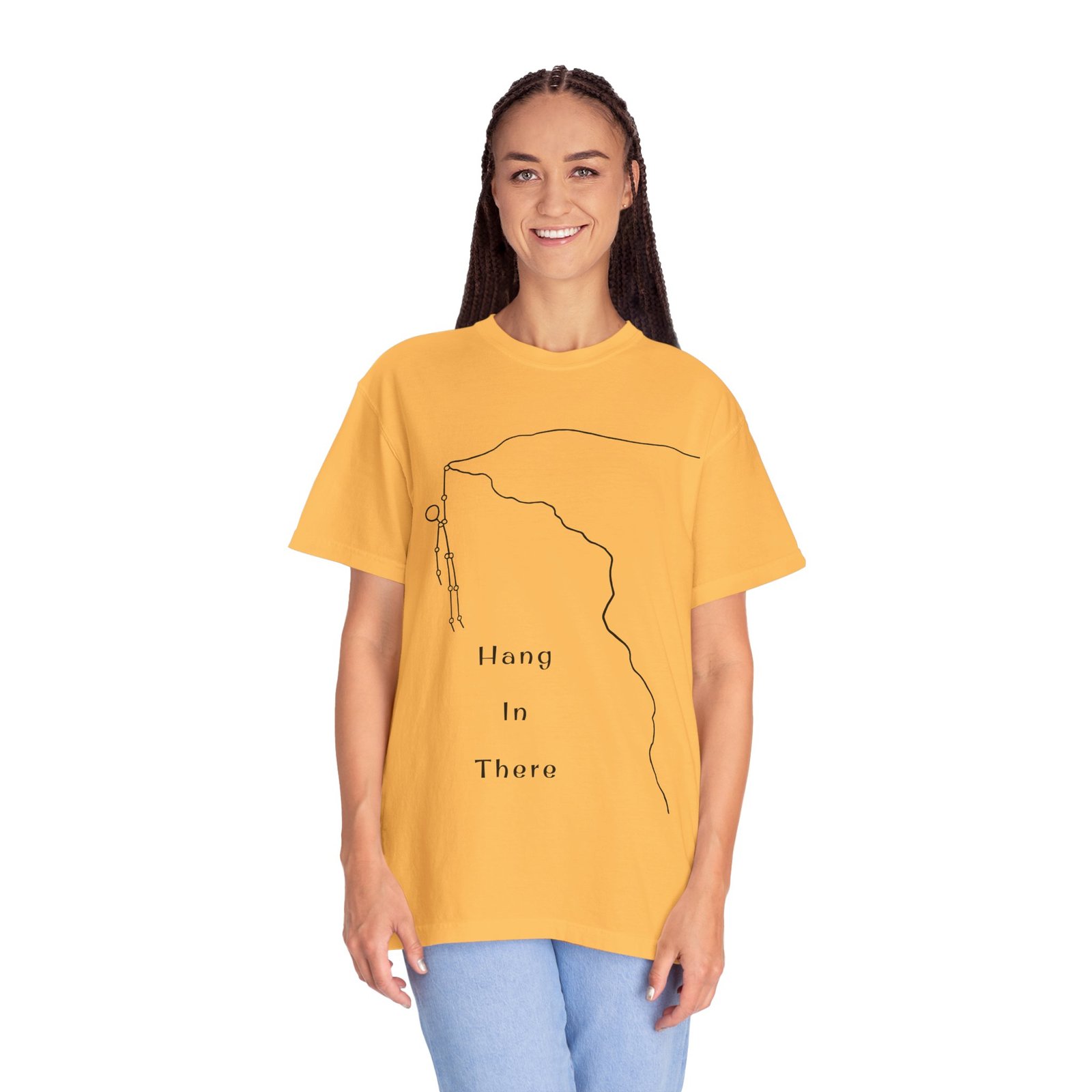 Hang In There line art Cliffhanger T-shirt | Minimalist Motivational Tee - Image 5