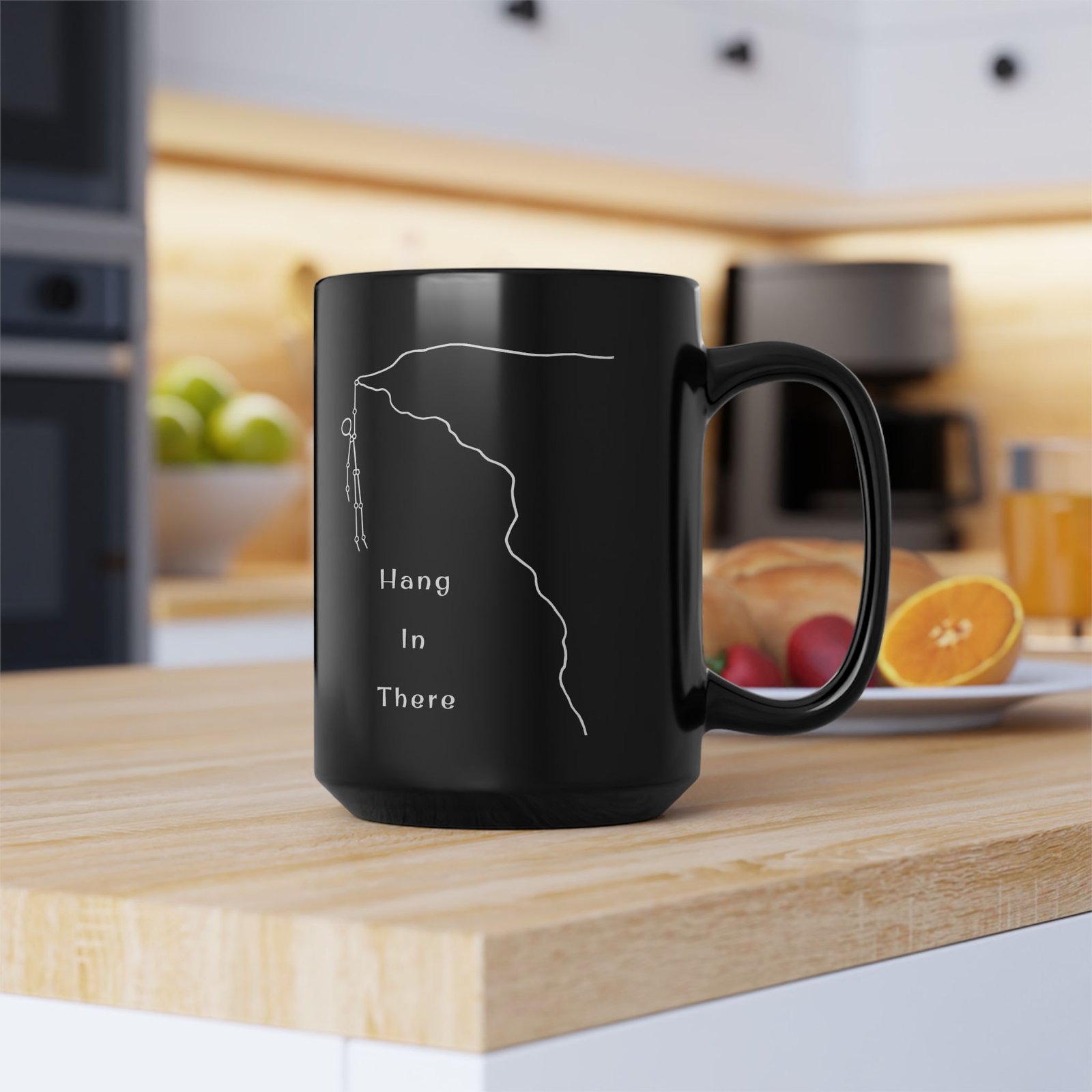 Hang In There Black Mug — 11oz & 15oz Inspirational Coffee Cup - Image 6