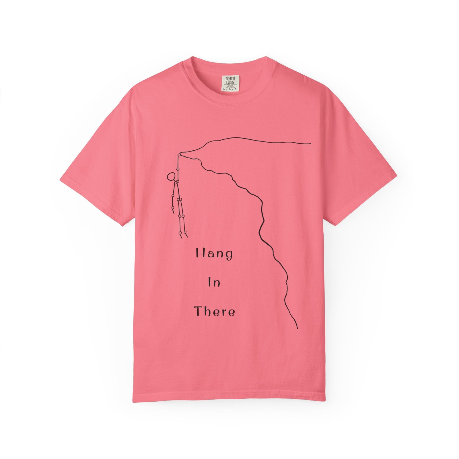 Hang In There line art Cliffhanger T-shirt | Minimalist Motivational Tee - Image 46
